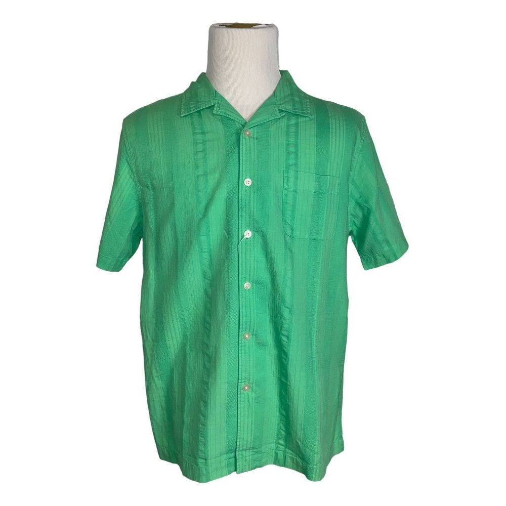 NWT Cremieux Button Down Short Sleeve Classy Green Men's Shirt Size Large